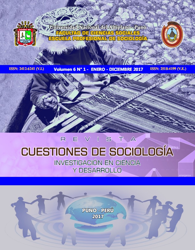 					Ver Vol. 6 Núm. 1 (2017): REVISTA CUESTIONES DE SOCIOLOGIA: INVESTIGACION EN CIENCIA Y DESARROLLO
				