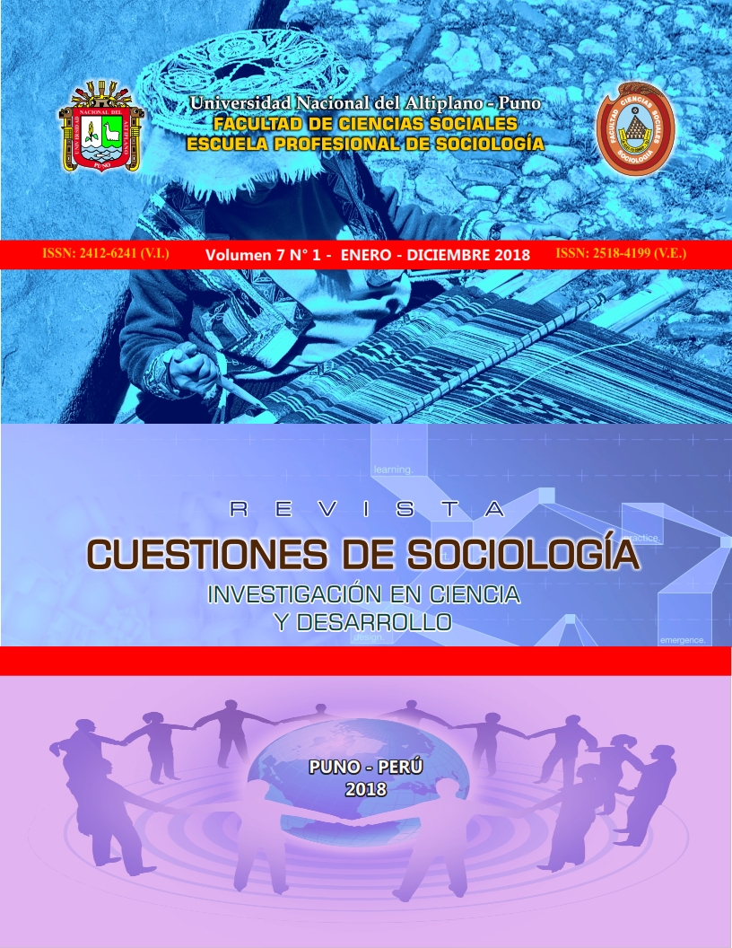 					Ver Vol. 7 Núm. 1 (2018): REVISTA CUESTIONES DE SOCIOLOGÍA: INVESTIGACIÓN EN CIENCIA Y DESARROLLO
				